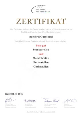 Zertifikat Dezember 2019