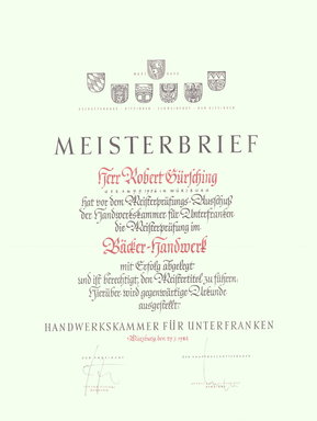 Meisterbrief Robert Gürsching