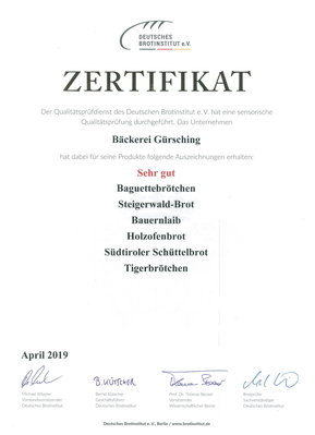 Zertifikat April 2019